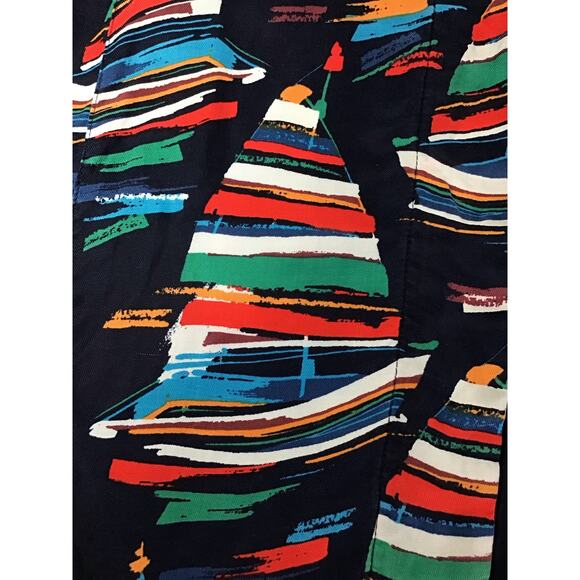 Soft Surroundings Women Sail-away Blouse Sz. Lrg Blue Button up Boat Print top - Picture 6 of 11